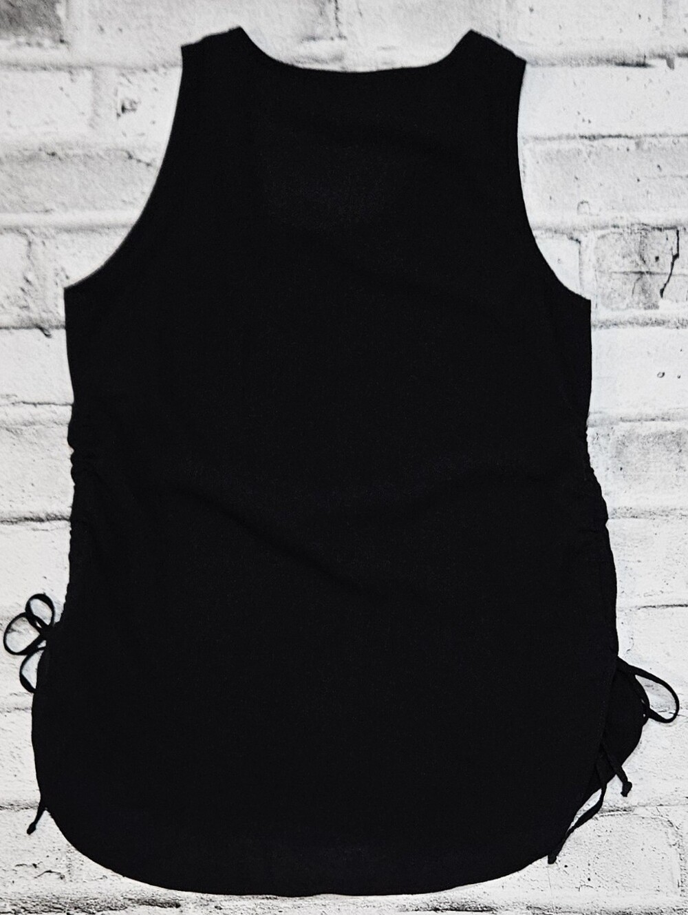 Mandee Black Sleeveless Ruched Side Tank Top Stretch Size Small - Picture 8 of 12
